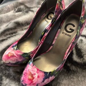 Guess Pink Floral Heels